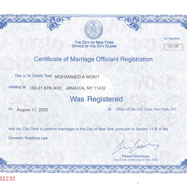 Marige certificate